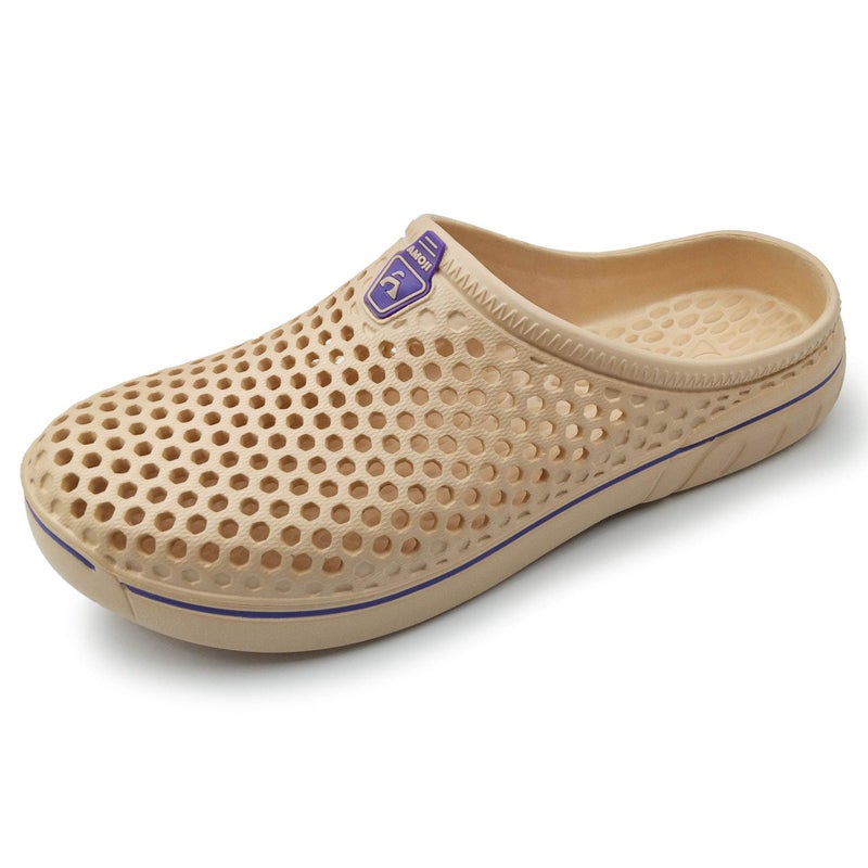 Amoji Garden Clogs Shower Sandals Yard Gardening Beach Water Plastic Rubber House Indoor YY161 Khaki 8 Women/7 Men - Image 1